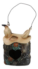 Rustic Western Cowboy Horse Saddle With Turquoise Flowers Birdhouse Bird Feeder