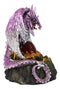 Metallic Purple Silver Volcano Dragon Mother Guarding LED Lighted Egg Figurine