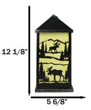 Rustic Deer Moose Scenic Forest Mountains Electric Metal Wall Or Floor Lantern