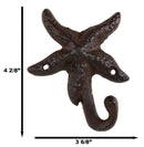 Cast Iron Rustic Starfish Sea Stars Wall Hanger Coat Jacket Towel Hook Set Of 3