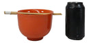 Orange Chubby Kitty Cat Ceramic Donburi Ramen Soup Bowl With Chopsticks Set