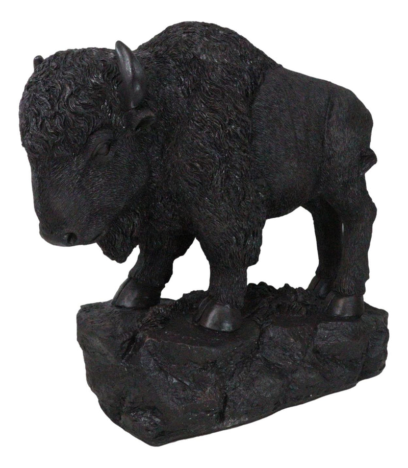 Large Southwestern Native American Bison Buffalo On Rock Rustic Statue 20" L