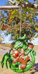 Ruth Thompson Green Dragon With Gingerbread Man Christmas Tree Hanging Ornament