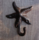 Cast Iron Rustic Starfish Sea Stars Wall Hanger Coat Jacket Towel Hook Set Of 3