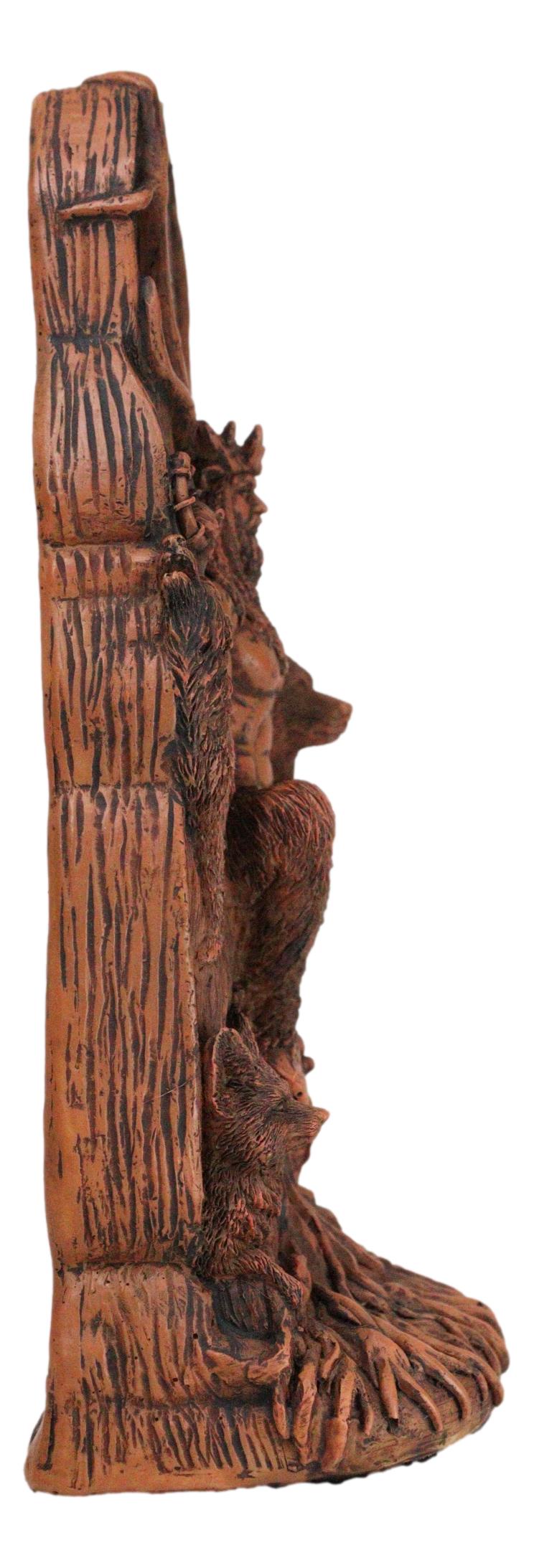 Seated Celtic Horned God Cernunnos Cobra Bear Wolf Owl Tree of Life Sculpture