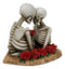 Love Never Dies Skeleton Couple Holding A Stalk of Rose Figurine Cake Topper