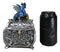 Metallic Blue Ocean Dragon Holding Rune Key On Treasure Chest Trinket Box