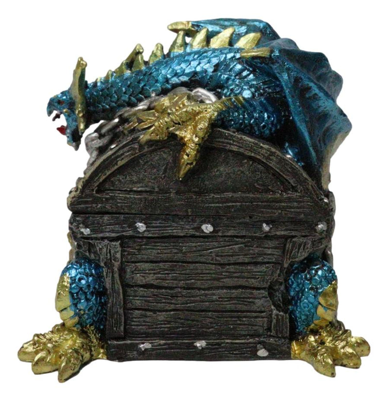 Deep Sea Dragon Chained To A Treasure Chest Decorative Jewelry Box Figurine