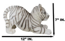 Realistic White Alaskan Siberian Tiger Cub Crouching Decorative Statue 12"L