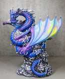 Ryvthys Air Elemental Blue Wind Rainbow Winged Dragon On Lightning Clouds Statue