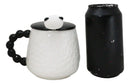 Ceramic Cute Lucky Laughing Panda Bear With Lid And Panda Head Spoon Mug Cup