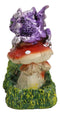 Purple Baby Dragon On Toadstool Mushroom Pasture Greens Incense Burner Figurine