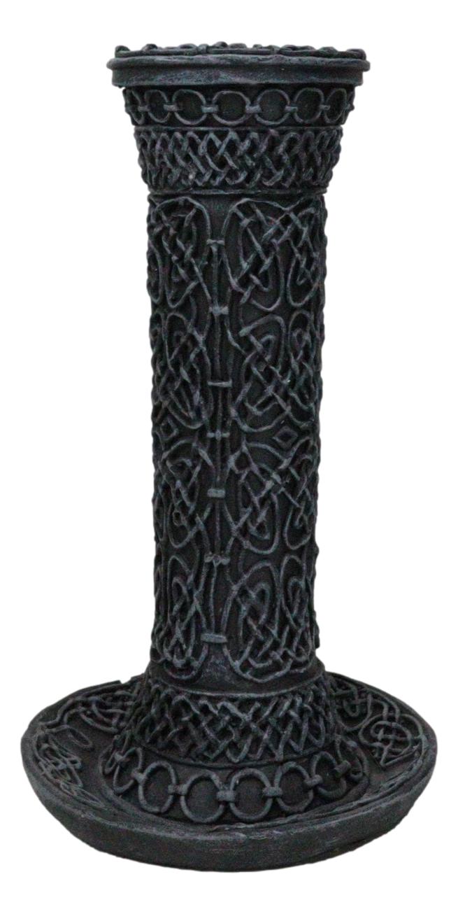 Wicca Celtic Knotwork Sacred Symbols Dark Art Taper Candle Holder Figurine