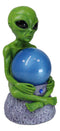 Outer Space UFO ET Roswell Alien Holding Sandstorm Earth Globe Ball Figurine