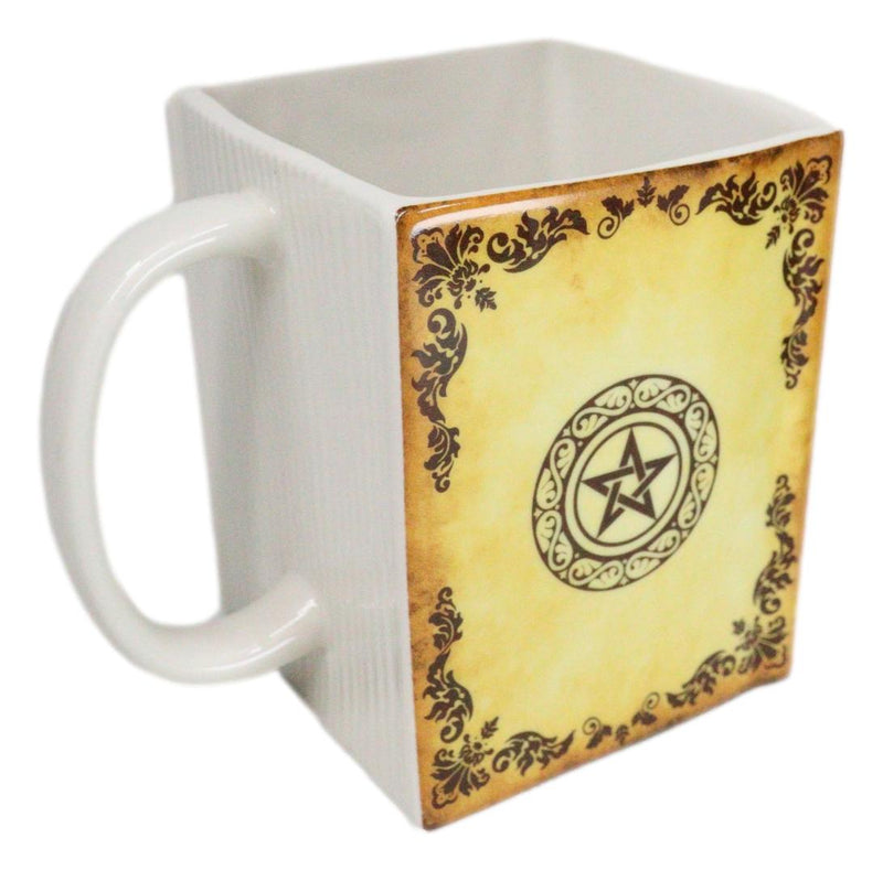 Yellow Grimoire Book of Spells Triple Moon Arcane Arts Ceramic Boxy Square Mug