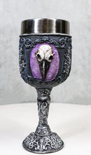 Gothic Cameo Raven Crow Skull Tribal Knotwork With Blooming Roses Wine Goblet