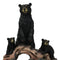 Rustic Forest Standing Black Bear and 2 Cubs On Faux Wooden Log Bridge Figurine