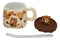 Whimsical Autumn Leaves Brown Bear Cub Ceramic Mug With Silicone Lid And Straw