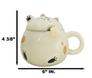 Whimsical Yellow Chubby Feline Kitty Cat Cup Mug With Lid And Stirring Spoon