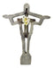 Jesus Christ The Redeemer With White Flower Faux Wooden Layered Wall Cross