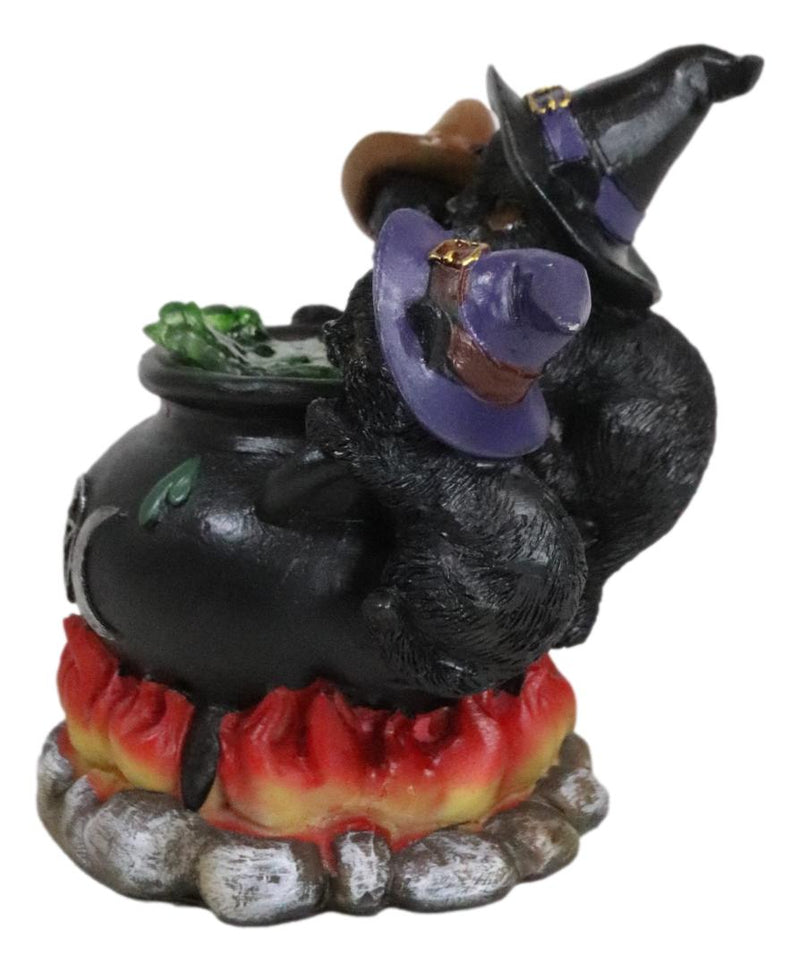 Witching Hour 3 Wiccan Kitten Cats By LED Potion Triple Moon Cauldron Figurine