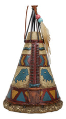 Southwestern Rustic Native Indian Feather Turquoise Bisons Teepee Hut Figurine