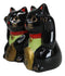 Black Lucky Fortune Japanese Maneki Neko Cats Ceramic Salt Pepper Shakers Set