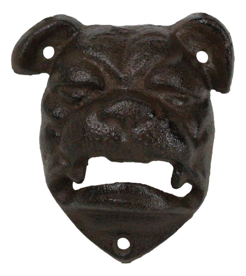 Set Of 2 Cast Iron Western Rustic Canine Dog Bulldog Wall Beer Bottle Opener