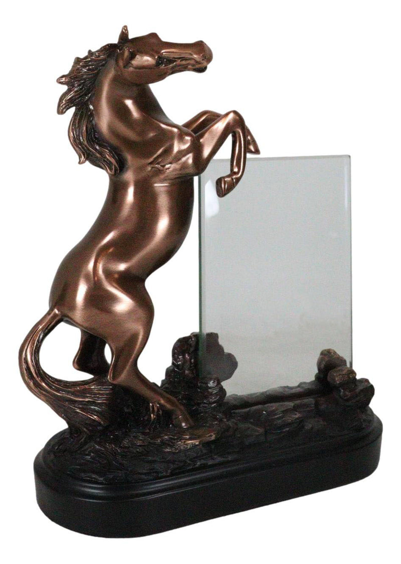 Country Rustic Rearing Horse Equine Beauty Picture Frame 4"X6" Bronzed Figurine