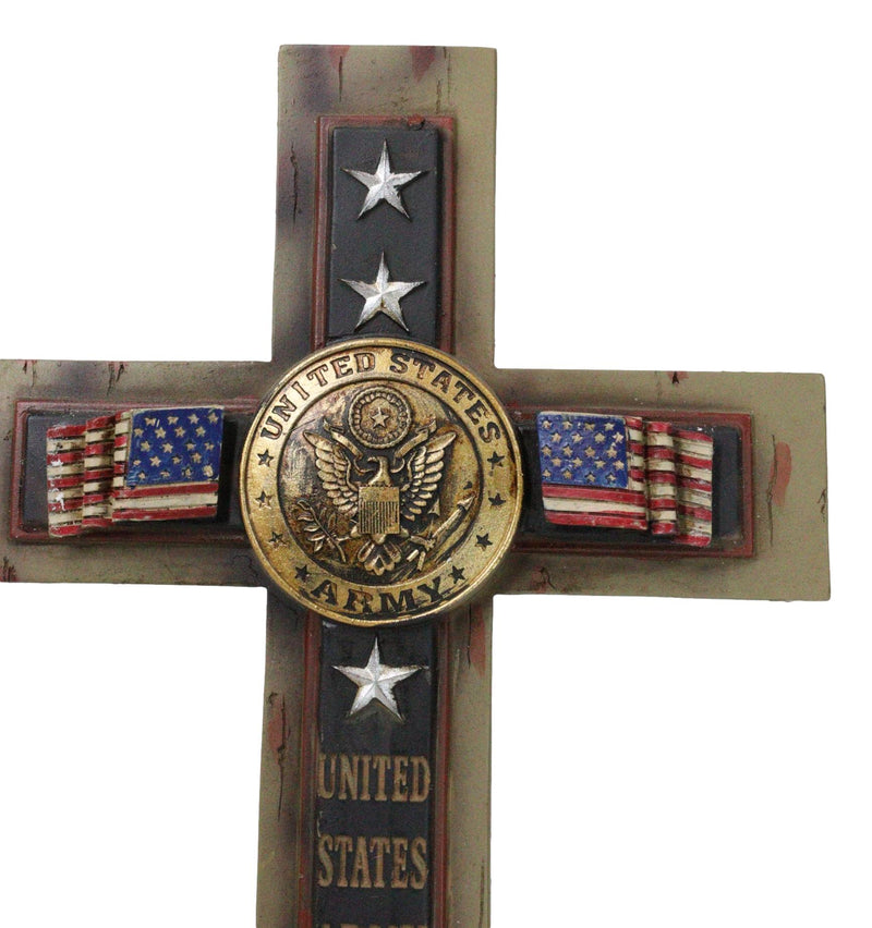 Patriotic United States Army Medallion Flags And Stars Memorial Standing Cross