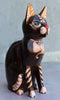 Balinese Wood Handicrafts Adorable Feline Cat With Butterfly Bow Tie Figurine