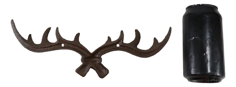 Cast Iron Rustic 10 Point Stag Deer Antlers Rack Wall Plaque 11"L Hanging Hooks