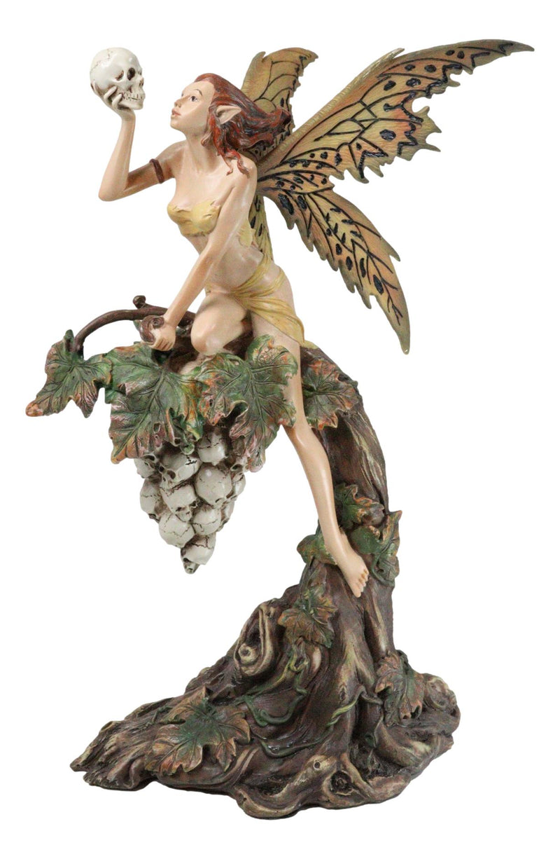 Fin de Siecle End of The Century Fairy Gazing On Vine Branch Of Skulls Figurine