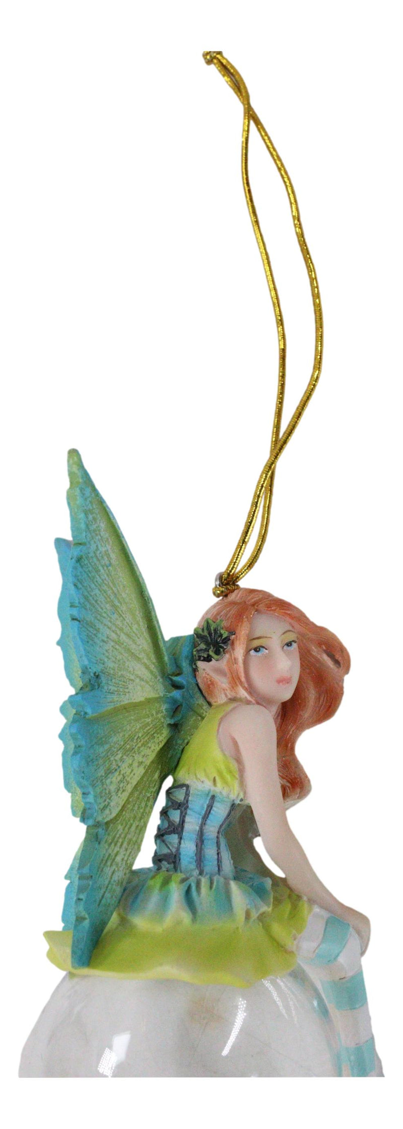 Green Clover Bubble Rider Fairy Hanging Ornament Amy Brown Holiday Collection