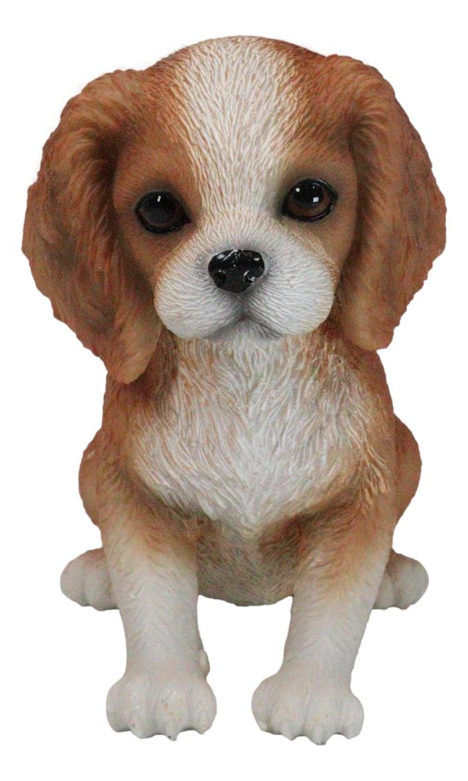 Adorable Tricolor Cavalier King Charles Spaniel Puppy Dog Breed Figurine 6"L