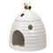 White Whimsical Bumblebee Beehive Ceramic Essential Oil Warmer Candle Holder