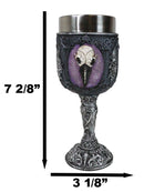 Gothic Cameo Raven Crow Skull Tribal Knotwork With Blooming Roses Wine Goblet