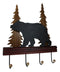 Rustic Western Black Bear Roaming Pine Forest 4 Pegs Wooden Wall Hooks Plaque