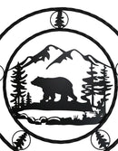 24"Dia Rustic Western Black Bear By Mountains Pine Forest Metal Wall Circle Sign