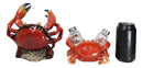 Set Of 2 Ocean Marine Stone Crab Wine Bottle And Salt Pepper Shakers Holders