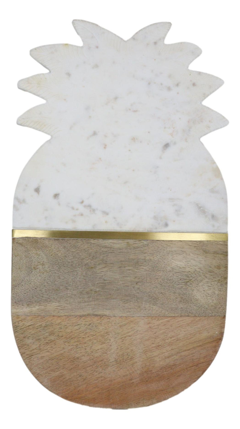 Natural Pineapple Shaped Wood And Marble Cheese Board And Cutting Board