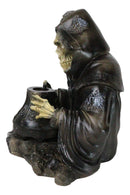 Grim Reaper Skeleton Wizard Chanting Spells Backflow Incense Cone Burner Statue