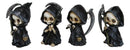 Ossuary Macabre Whimsical Skeleton Chibi Grim Reapers With Scythes Figurines Set