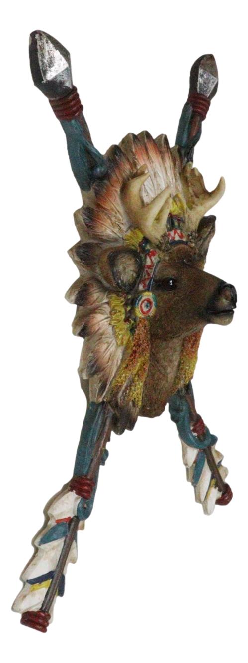 Southwestern Indian Cross Arrows Buck Deer Wearing Roach Headdress Wall Decor