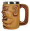 Large Exotic Tropical Hawaiian Luau Party Maori Faux Wooden Tiki Coffee Mug 16oz