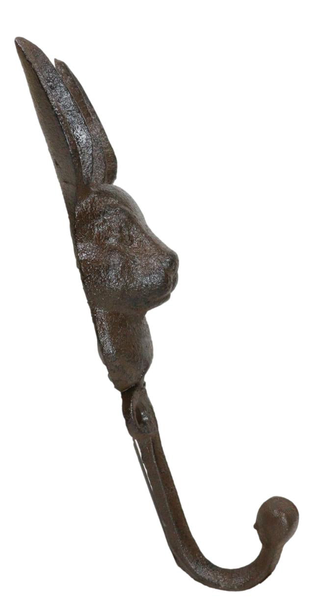 Pack Of 2 Cast Iron Farmhouse Rustic Whimsical Bunny Rabbit Wall Coat Hooks