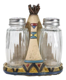 Southwestern Indian Teepee Hut Buffalo Stampede Salt And Pepper Shakers Holder