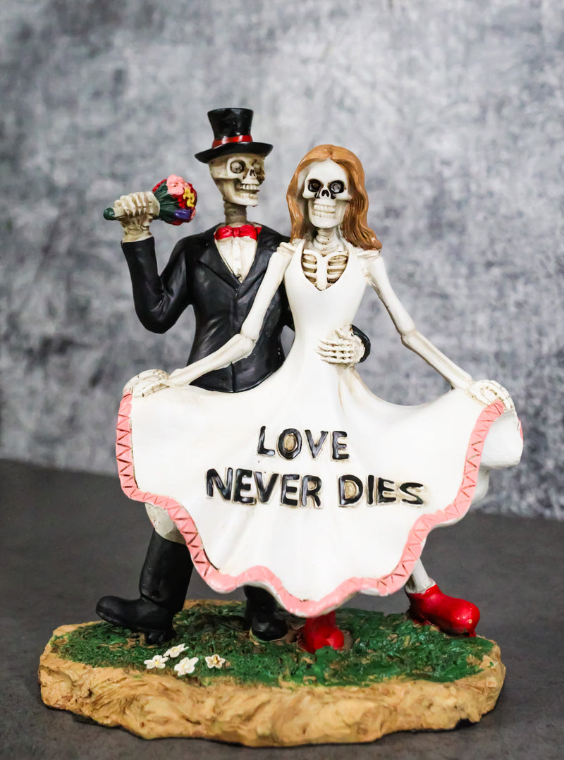 Love Never Dies Skeleton Couple With Flower Bouquet At Prom Night Figurine