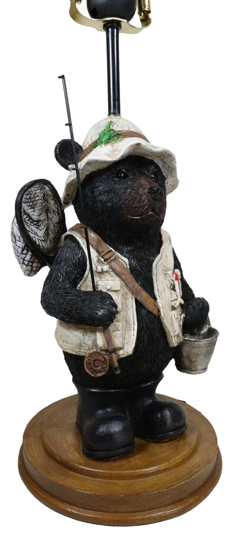 Camping Fisherman Angler Bear Going Fishing With Pole Net And Bucket T–  Ebros Gift
