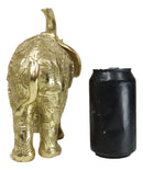 Feng Shui Zen Royal Gold Ornate Mandala Design Elephant With Trunk Up Figurine